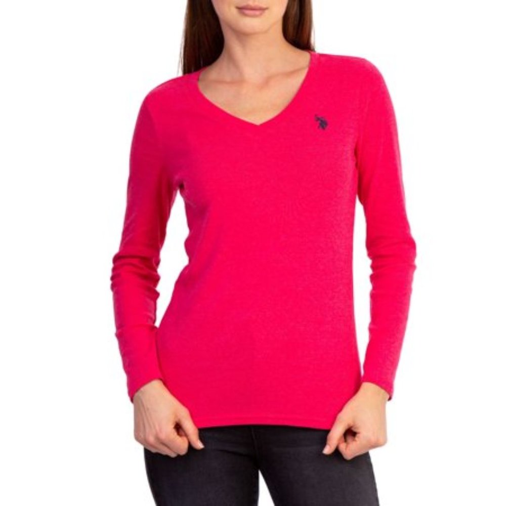 US POLO ASSSN Long Sleeve V Neck T Shirt NWT